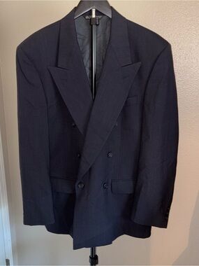 Christian Dior Men's Double-Breasted Navy Blazer Pure Wool